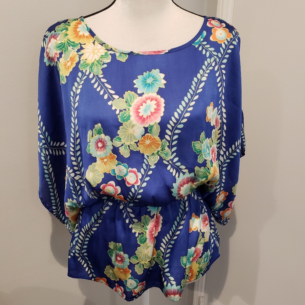 Notations | Blue | Floral Print | Blouse